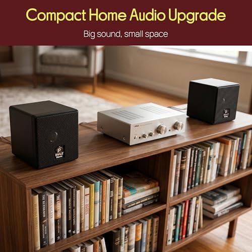 3" Mini Cube Bookshelf Speakers - 100W Small Bookshelf Speakers w/ 3" Paper Cone Driver