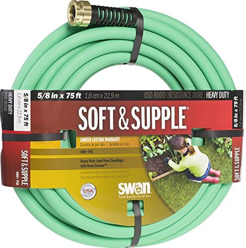 Swan Products SNSS58075 Soft/Supple Easy Coil Heavy Duty Water Hose 75 ft, 5/8" Diameter, Green