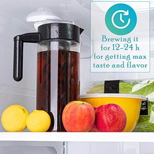 Mixpresso Cold Brew Coffee Maker, 44 Oz Glass Cold Brew Pitcher with Filter | Iced Coffee & Tea Maker with Reusable Mesh Filter