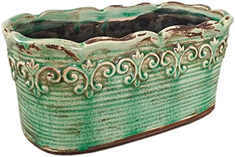 Blue Rectangular Ceramic Succulent Planter, 10 Inch, Indoor Use
