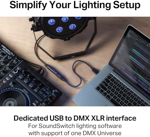 DJ Controller & DMX Bundle - 4 Deck DJ Set with Capacitive Touch Jog Wheels & Audio Interface - Numark Mixtrack Platinum FX & SoundSwitch DMX
