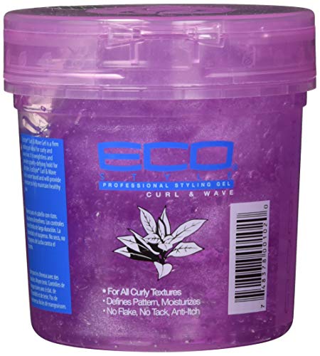 Ecoco Eco Style Hair Gel - Curl And Wave - Anti-Itch, Alcohol-Free Formula - Perfect Hold For Angled Or Tapered Sides - Ideal For Wavy Hair - No Flakes - Not Animal Tested - Moisturizes - 8 Oz