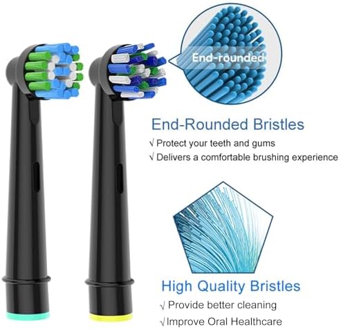 8pcs Replacement Heads Compatible with Oral B Electric Toothbrush, 4pcs Precision Clean and 4pcs Cross Clean Brush Heads, Black