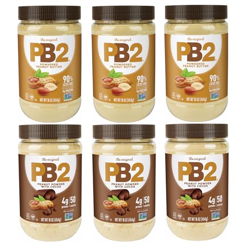 PB2 Powdered Peanut Butter Bundle - Original PB2 and Cocoa PB2 Peanut Butter Powder (Two 16oz Jars)