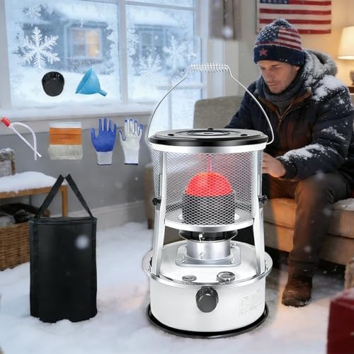 Emergency Survival Kerosene Heater for Indoor Use, 2026 Upgraded Non Electric Heaters for Indoor with Cooking Top, 9000 Btu Radiant Heat, 18-21h Runtime, For Winter Storm, Grid down & Home (Black)