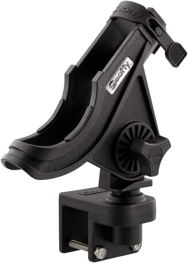 Scotty #284-BK Baitcaster/Spinning Rod Holder w/ #243 Square Rail Mount , Black