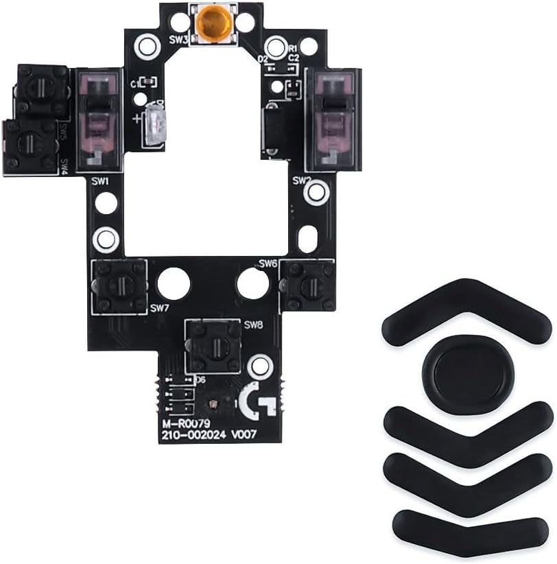 HUYUN Mouse Switch Button Micro Switch Board with Mice Feet Sticker Replacement for Logit G604 Wireless Gaming Mouse (D2FC-F-7N 20M)