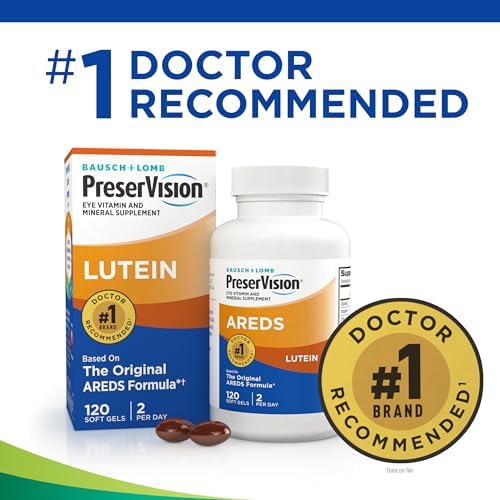 PreserVision AREDS Eye Vitamins, #1 Eye Doctor Recommended Brand, Multivitamin with Lutein, Vitamins C & E, Zinc, and Copper Supplements, 120 Softgels