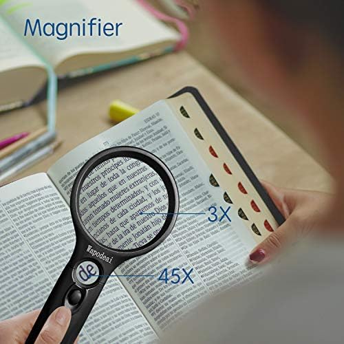 Wapodeai 3X 45X High Magnification, Suitable for Reading