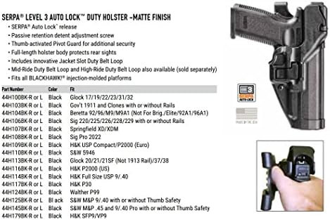 BLACKHAWK SERPA Level 3 Auto Lock Duty Holster - Matte Finish