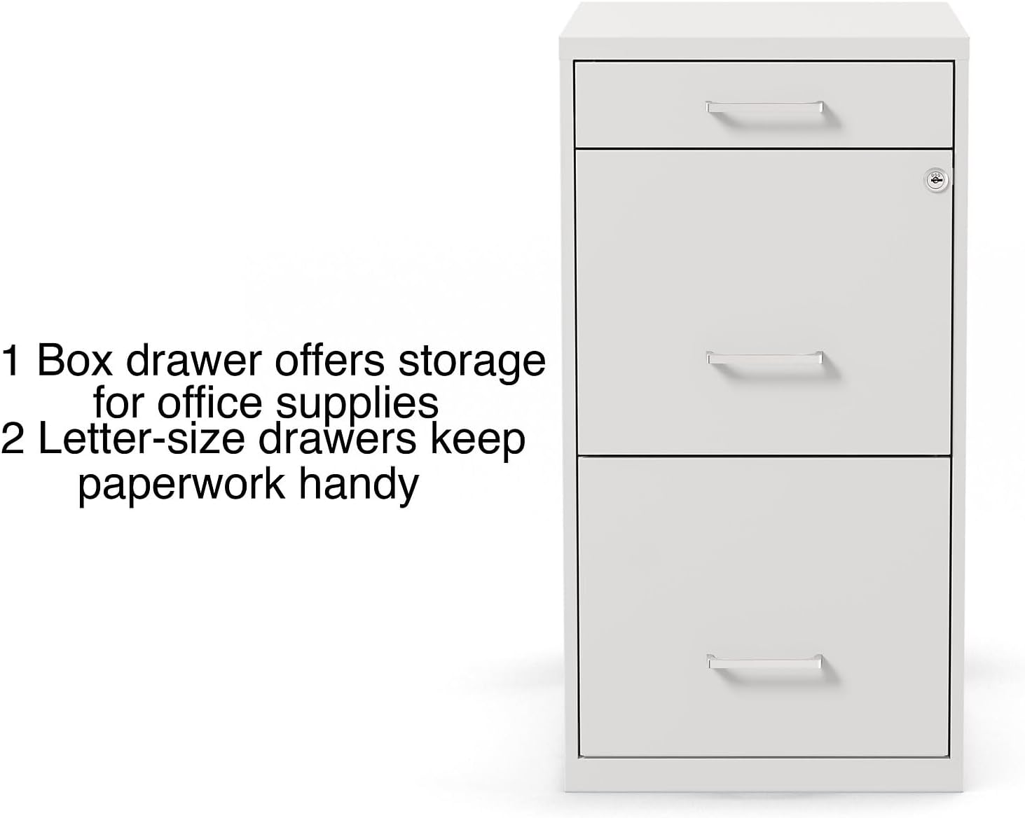 Staples 3-Drawer Vertical File Cabinet, Letter Size Documents, Lockable & Mobile, 18.9" D x 14.3" W x 26.9" H, White
