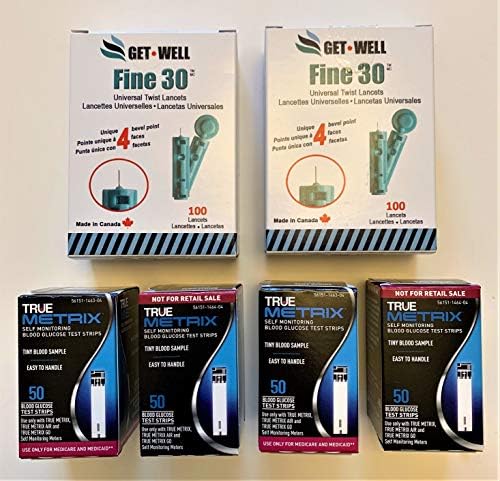 GET Well Fine 30g Universal Twist Lancets 200 Ct. - Made in Canada ! Unique Quad Bevel Tip Offers Quick Healing & Less Pain ! 200 Ct. Blood Glucose