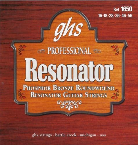GHS Strings – Resonator Guitar Strings Set 1650 – Phosphor Bronze - Square Neck & Round Neck Dobro/Lap Steel, Bluegrass & Slide Guitar