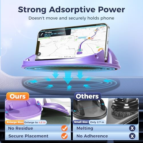 Loncaster Car Phone Holder, Car Phone Mount Silicone Car Pad Mat for Various Dashboards, Slip Free Desk Phone Stand Compatible with iPhone, Samsung, Android Smartphones, GPS Devices and More, Black