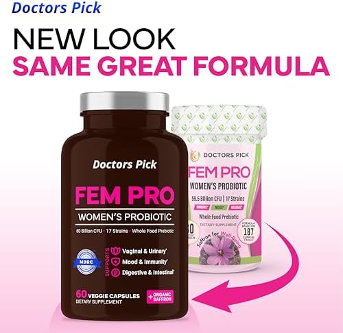 Fem Pro Probiotics for Women. 17 Clinically Effective Strains for Vaginal, Digestive & Immune Support, Urinary Tract Health