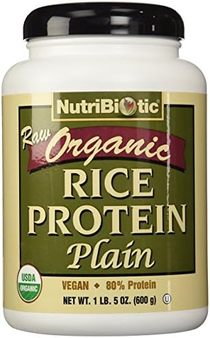 NutriBiotic Certified Organic Plain Rice Protein, 21 Ounce | Low Carbohydrate Vegan Protein Powder | Raw, Certified Kosher & Keto Friendly | Made Without Chemicals, GMOs & Gluten | Easy to Digest