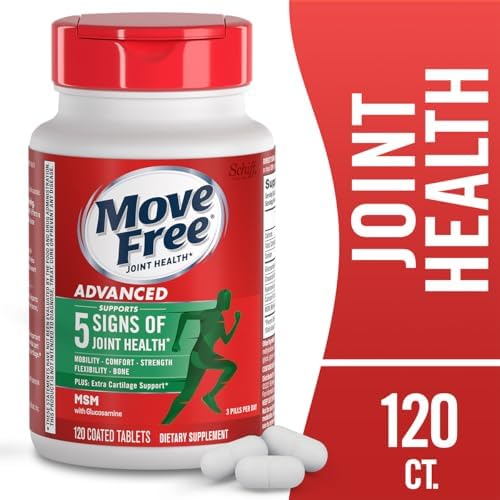 Move Free Advanced Joint Support, Glucosamine, Chondroitin + MSM - 120 ct | Supports Mobility Comfort Strength Flexibility & Bone, 40 Servings, Bone & Joint Support Supplement tablets, Fruitx-B