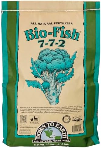 Down To Earth All Natural Fertilizers Organic Bio-Fish - 7-7-2, 25 lb | Plant Food for Vegetable Gardens, Grow Heavy Feeding Plants Corn, Broccoli