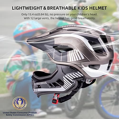 ROCKBROS Kids Full Face Bike Helmet Lightweight Detachable MTB Helmet