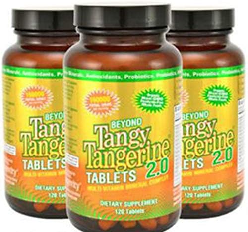 Youngevity Beyond Tangy Tangerine 2.0 Multivitamin Mineral Tablets, 2-Pack | 240 tablets, 60 servings, prebiotics, probiotics, amino acids, enzymes, sugar-free, gluten-free, 160,000 ORAC, travel-ready