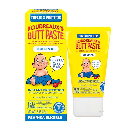 Boudreaux's Butt Paste Diaper Cream, Dermatologist-Tested Original Diaper Rash Cream for Daily Prevention and Relief, Baby Ointment, 2oz Tube