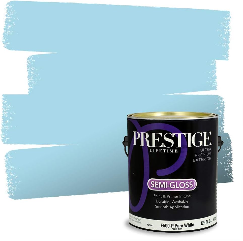 PRESTIGE Paints Exterior Paint and Primer In One, 1-Gallon, Semi-Gloss, Comparable Match of Sherwin Williams* Nifty Turquoise*