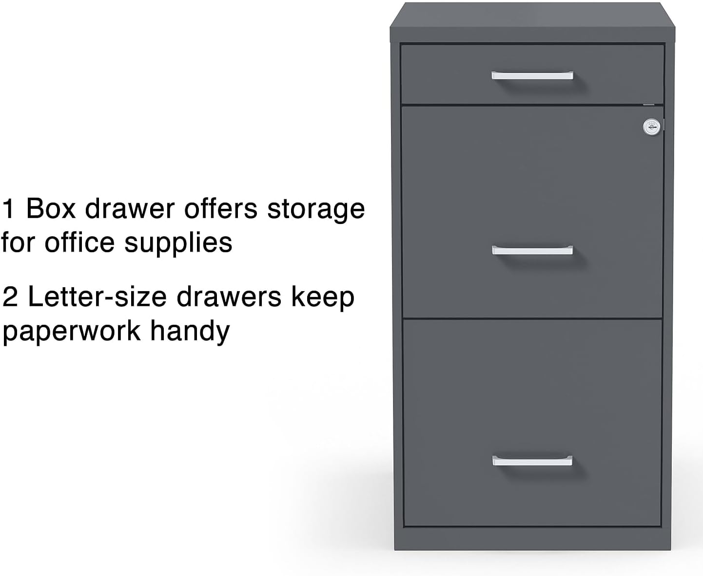 Staples 3-Drawer Vertical File Cabinet, Letter Size Documents, Lockable & Mobile, 18.9" D x 14.3" W x 26.9" H, White