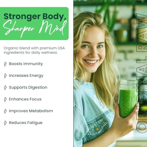 Greens+ Organic RAW Superfood Powder, Dietary Supplement | 8.46oz | Energy Boost | Super Blend Immune Support, Morning Kick, Nutrition Vibrant Health, Vegan, Soy Free | Dairy Free | Gluten Free