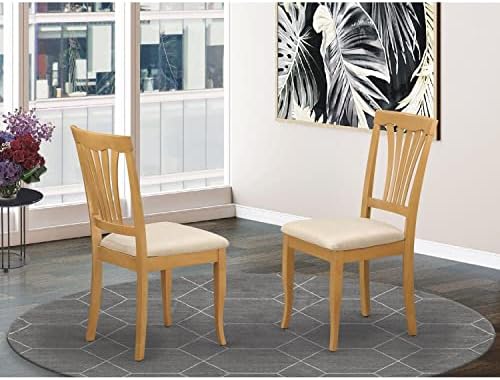 East West Furniture AVC-SBR-LC Avon Dining Chairs - Faux Leather Upholstered Wood Chairs, Set of 2, Saddle Brown