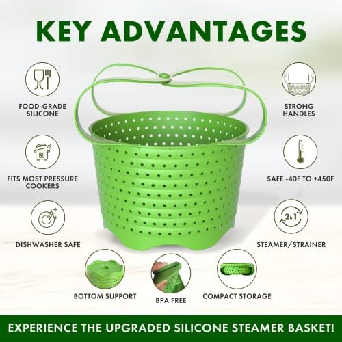 Avokado Silicone Steamer Basket for 3qt Instant Pot [6qt, 8qt avail], Other Pressure Cookers - 100% Food Safe, BPA-Free