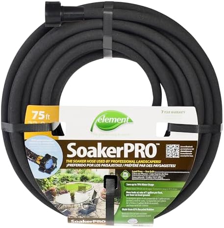 Element SoakerPRO Soaker Hose, 75' Length, 3/8" Diameter, Black
