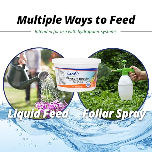 Jack's Classic 10-30-20 Blossom Booster Water-Soluble Fertilizer, 8oz | Powdered Plant Food, Targeted Micronutrient Package