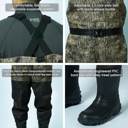 BASSDASH Camo Breathable Boot Foot Hunting Waders Ripstop Lightweight Chest Wader for Fishing ATV