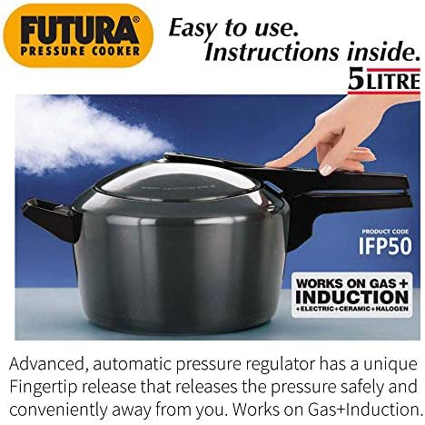 Hawkins Futura 5 Litre Pressure Cooker, Hard Anodised Inner Lid Pressure Cooker, Induction Cooker, Pan Cooker, Black (IFP50)
