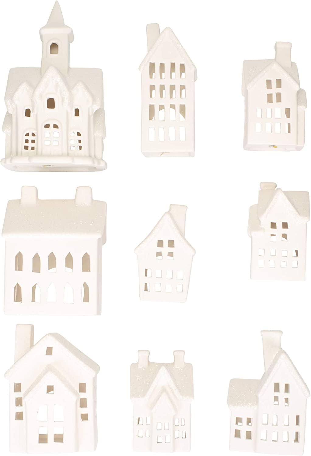 Mark Feldstein & Associates Winter Village LED Tea Light 31 Piece Porcelain Tabletop Christmas Figurine Boxed Set