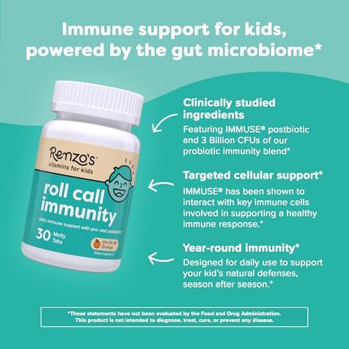 Renzo's Invincible Kids Vitamin C with Elderberry Vitamin C and Zinc, Dissolvable Kids Vitamins for Immune Support, Sugar-Free Melty Tabs
