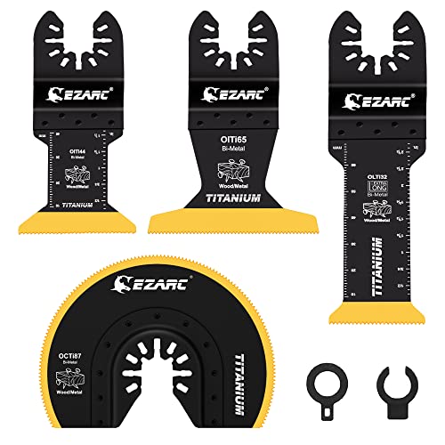 EZARC Titanium Oscillating Tool Blades, Oscillating Multitool Blades for Metal, Wood Nails, Screws Cutting, Plastic, 3 Pack
