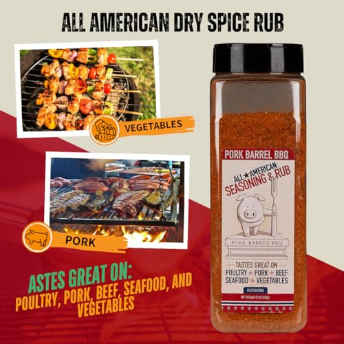 Pork Barrel BBQ All-Purpose BBQ Seasoning & Rub | Sugar-Free, Gluten-Free, MSG-Free | All American BBQ Seasoning for Chicken, Beef & Pork – 22oz Jar