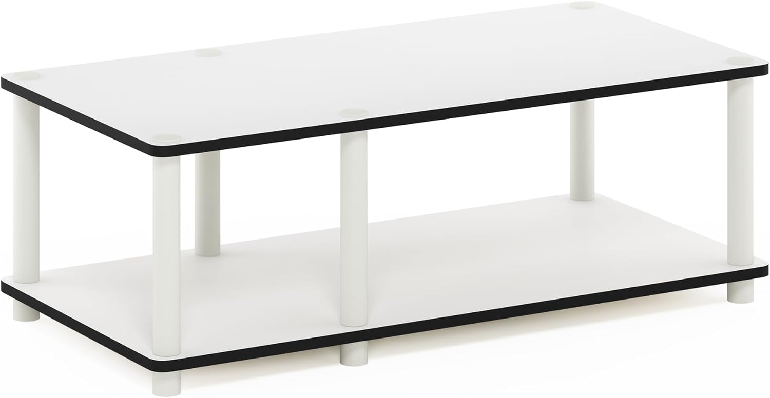 Furinno Turn-N-Tube TV Riser Stand, 2-Tier Small Elevated No Tools TV Stand, TV Console for TV up to 32 inch, 15.8 x 23.8 x 11, for Living Room, Bedroom, French Oak/Black