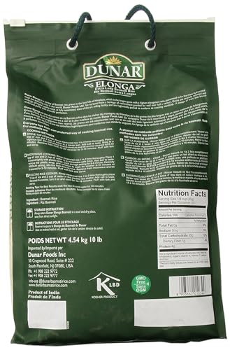 Dunar - Elonga Basmati Rice Premium 1121 Long Grain, 10 Lb