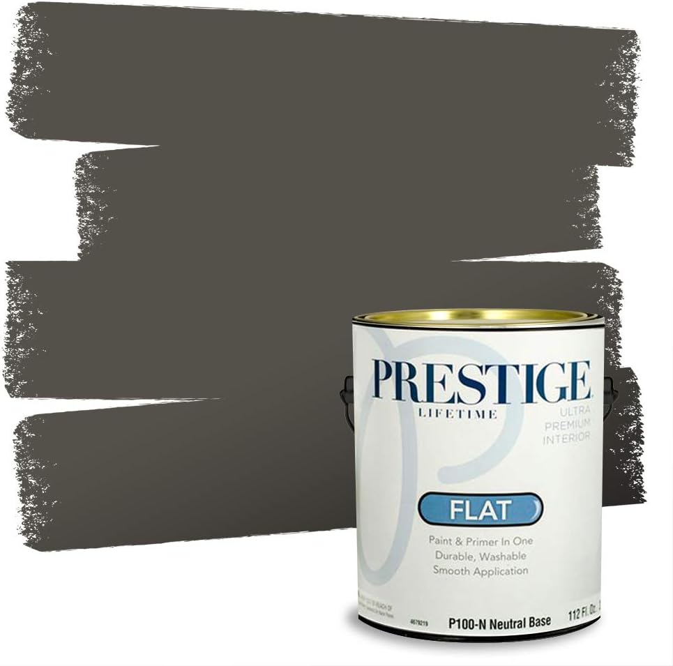 PRESTIGE Paints Exterior Paint and Primer In One, 1-Gallon, Flat, Comparable Match of Sherwin Williams* Grizzle Gray*