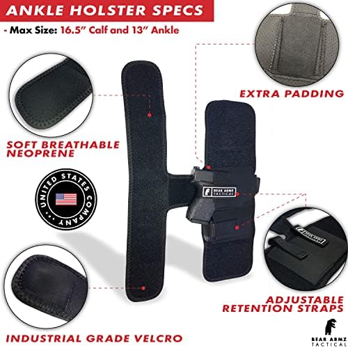 Ankle Holster for Concealed Carry | American Company | Comfortable & Secure | Compatible with Glock 43, 42, 30, 27, 26 S&W M&P Shield 9mm, Bodyguard .380, Ruger LCP, LC9, Sig Sauer P365 P238, Kimber