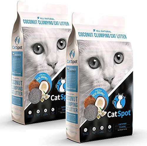 CatSpot Coconut Clumping Cat Litter, 100% Natural Coconut Coir, Lightweight & Low Dust, Strong Odor Control, Biodegradable, Chemical-Free
