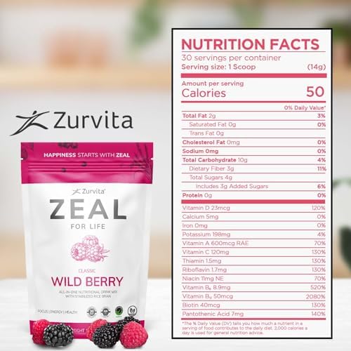 Zurvita - Zeal for Life Wild Berry Wellness Drink Mix - 420 g | Contains Vitamins, Minerals, Antioxidants, Plant Nutrients, Digestive Enzymes, And Phytonutrients For Daily Nutrition