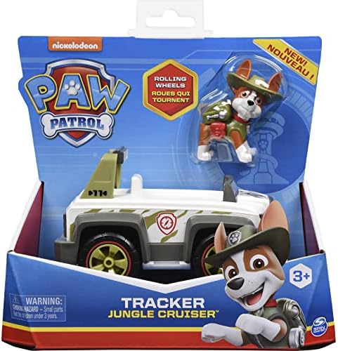 Paw Patrol, Tracker’s Jungle Cruiser Vehicle with Collectible Figure, for Kids Aged 3 and up