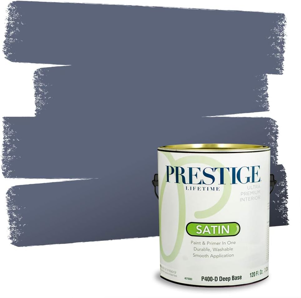 PRESTIGE Paints Exterior Paint and Primer In One, 1-Gallon, Satin, Comparable Match of Sherwin Williams* Blue Nile*