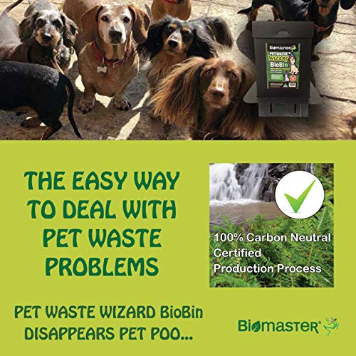 Biomaster Pet Waste Wizard BioBin Composter for Dog Poop - Outdoor Digester System with Enzyme Sachets - Disposal Unit 10"x18"