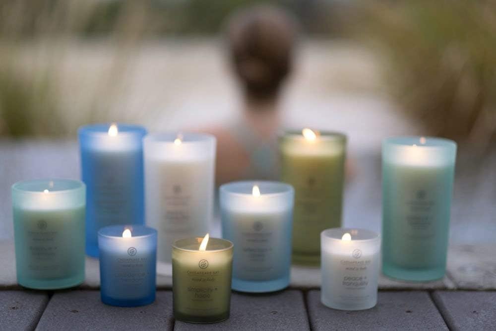 Chesapeake Bay Balance + Harmony Scented Candle Water Lily Pear Fragrance 50 Hours Burn Time Warm & Decorative Soy Wax Blend