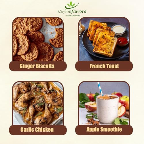 Ceylon Flavors Fresh and Pure USDA Certified Organic Ceylon Cinnamon Powder Premium Grade 2.5oz (70g)