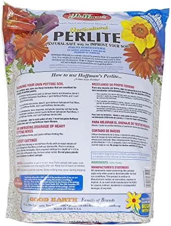 Hoffman Horticultural Perlite Lightweight Soil Conditioner to Improve Aeration, 8qt Bag